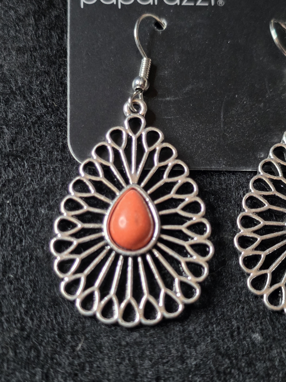 Paparazzi Coral Teardrop Filigree Drop Earrings - Orange B33